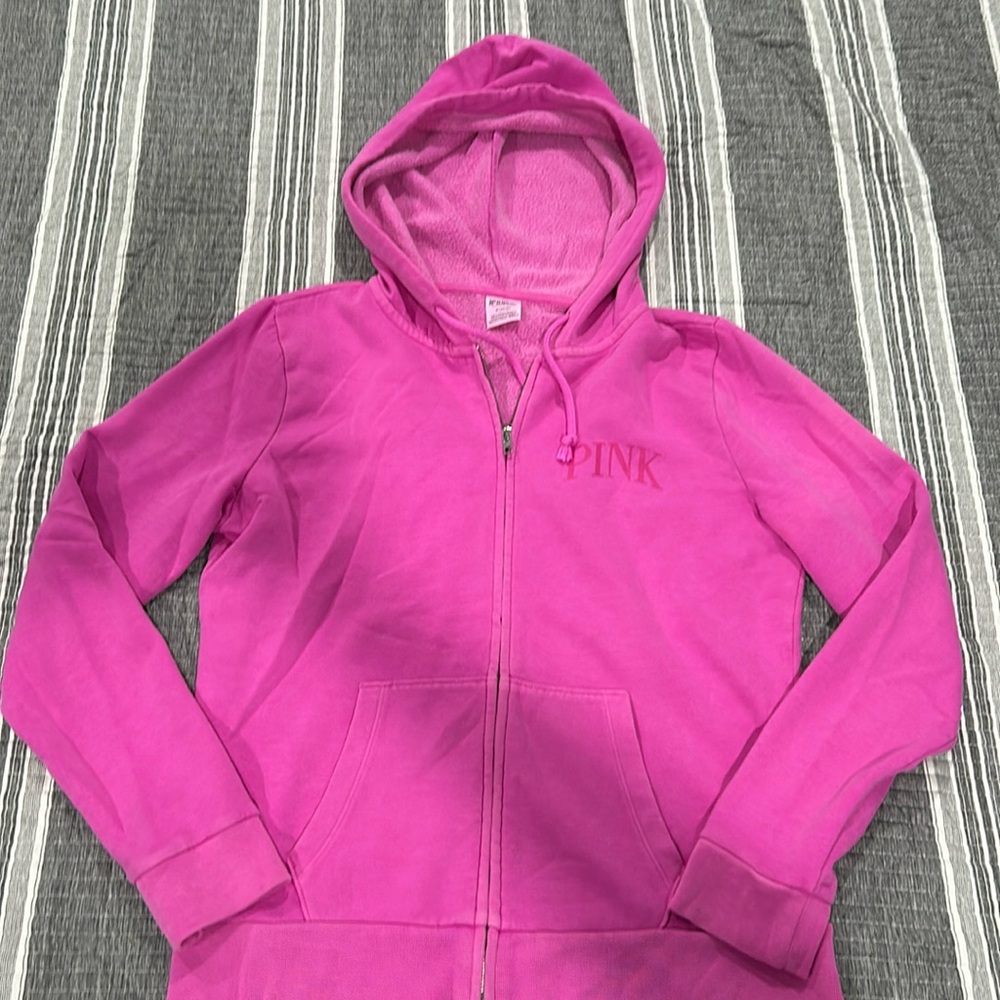 Pink full zip hoodie medium